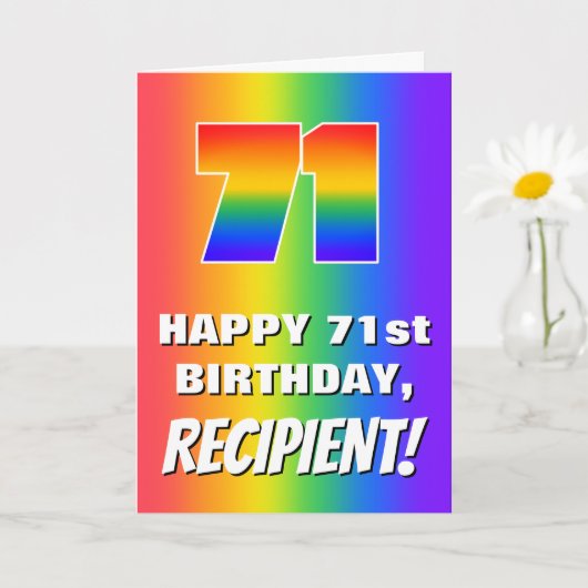 Carte 71e anniversaire : coloré, amusant Motif arc-en-ci (Petite plante)