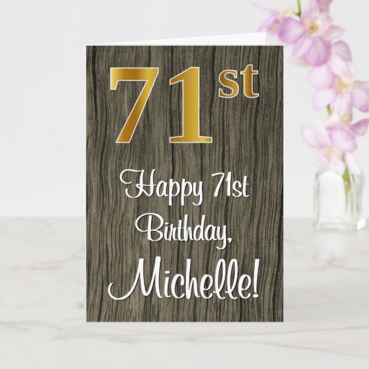 Carte 71e anniversaire : Elégant Faux Gold Look #, Faux  (Orchidée)