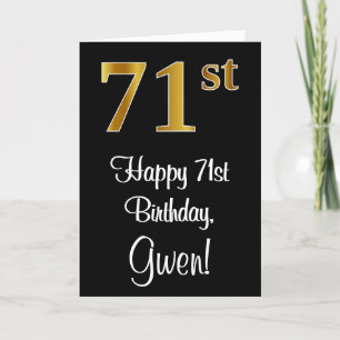 Carte 71e anniversaire ~ Elégant Luxueux Faux Gold Look 