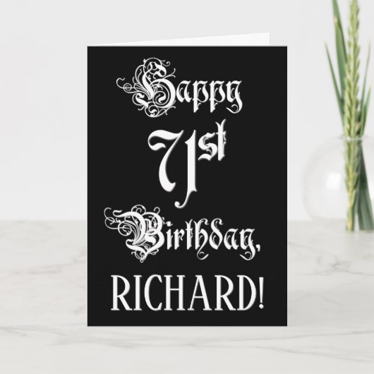 Carte 71e anniversaire : Fancy, Elegant Script + Nom per (Devant)