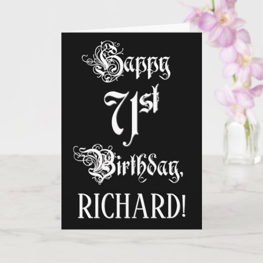 Carte 71e anniversaire : Fancy, Elegant Script + Nom per (Orchidée)