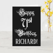 Carte 71e anniversaire : Fancy, Elegant Script + Nom per (Fleur jaune)