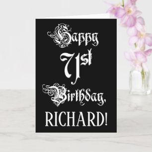 Carte 71e anniversaire : Fancy, Elegant Script + Nom per
