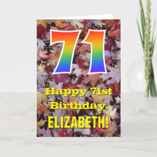 Carte 71e anniversaire; feuilles d'automne rustiques; ar