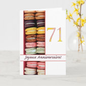 Carte 71e Anniversaire Français de Macaron-Joyeux ! (Fleur jaune)