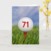 Carte 71e Anniversaire Golf Ball on Red Tee (Fleur jaune)