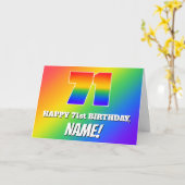 Carte 71e anniversaire : Motif Rainbow multicolore # 71 (Fleur jaune)