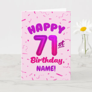 Carte 71e anniversaire, numéro de ballon, nom personnali