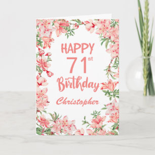 Carte 71e anniversaire Peach Peonies rose Aquarelle Flor