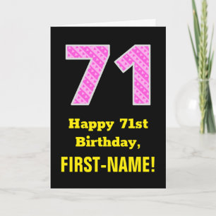 Carte 71e anniversaire : Pink Stripes and Hearts "71" + 