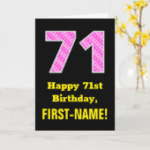 Carte 71e anniversaire : Pink Stripes and Hearts "71" +  (Fleur jaune)