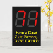 Carte 71e anniversaire : Rouge Digital Clock Style "71"  (Fleur jaune)