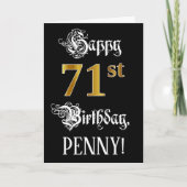 Carte 71e anniversaire — Script fantaisie; Faux Gold Loo (Devant)