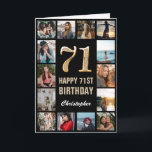 Carte 71e Joyeux Anniversaire noir et or Collage photo<br><div class="desc">71e Joyeux Anniversaire Black and Gold Photo Collage Carte Anniversaire. Pour plus de personnalisation,  cliquez sur le bouton "Customiser" et utilisez notre outil de conception pour modifier ce modèle.</div>