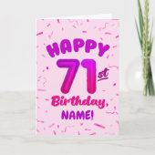 Carte 71st Birthday, Balloon Number, Customizable Name (Devant)
