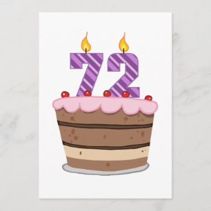 Carte 72 ans sur le gâteau d'anniversaire