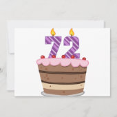 Carte 72 ans sur le gâteau d'anniversaire (Devant)