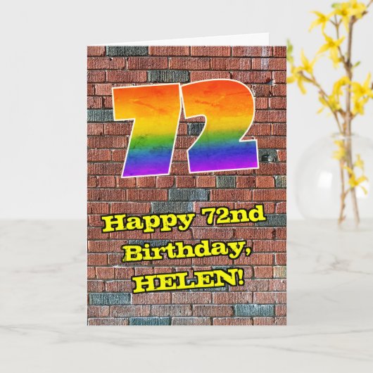 Carte 72e anniversaire : Arc en ciel inspiré par les gra (Fleur jaune)