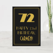 Carte 72e anniversaire - Art Déco Inspiré Look "72" & No (Devant)