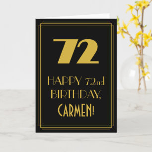 Carte 72e anniversaire - Art Déco Inspiré Look "72" & No