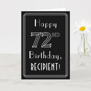 Carte 72e anniversaire : Art Déco Style # 72 & Nom perso