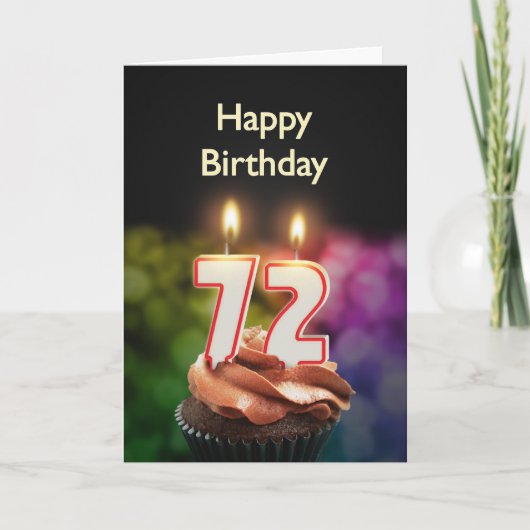 Carte 72e anniversaire avec gâteau et bougies (Devant)
