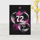 Carte 72e Anniversaire Bulles cardiaques sur Noir (Fleur jaune)