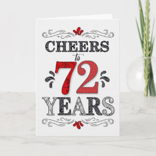 Carte 72e anniversaire Cheers en Motif noir blanc rouge