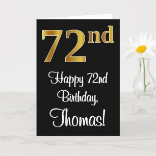 Carte 72e anniversaire ~ Elégant Luxueux Faux Gold Look 