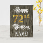 Carte 72e anniversaire : Faux Gold Look + Faux Wood Moti (Fleur jaune)