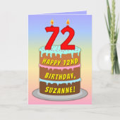 Carte 72e anniversaire — Fun Cake & Candles, avec nom pe (Devant)