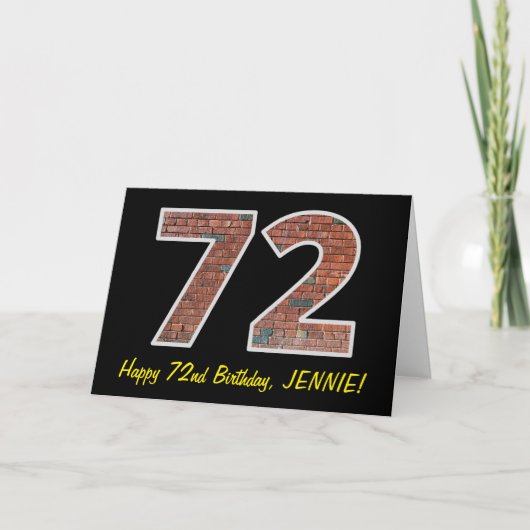 Carte 72e anniversaire - Motif de mur de briques "72" av (Devant)