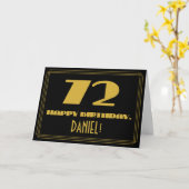 Carte 72e anniversaire : Nom + Art Déco Inspiré Look "72 (Fleur jaune)