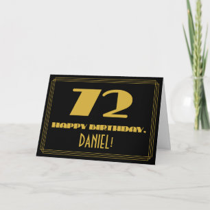 Carte 72e anniversaire : Nom + Art Déco Inspiré Look "72