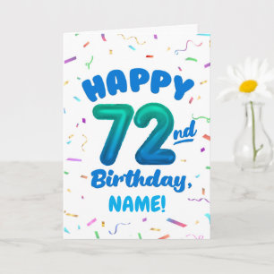 Carte 72e anniversaire, numéro de ballon, nom personnali