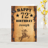 Carte 72e anniversaire Pays rustique Western Cowboy Hors (Fleur jaune)