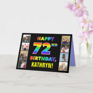 Carte 72e anniversaire : Rainbow Text, Custom Photos & N