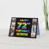 Carte 72e anniversaire : Rainbow Text, Custom Photos & N (Devant)
