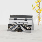 Carte 72e anniversaire Retro Typewriter (Fleur jaune)