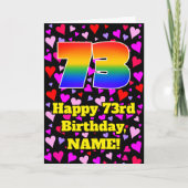 Carte 73e anniversaire : Amour Hearts Motif, Arc en ciel (Devant)