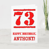 Carte 73e anniversaire : Amusant, Timbre en caoutchouc r (Devant)