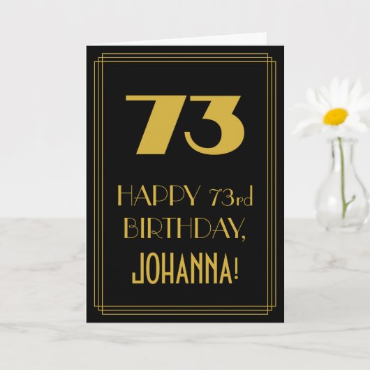 Carte 73e anniversaire - Art Déco Inspiré Look "73" & No (Petite plante)