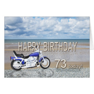 Carte 73e anniversaire avec moto