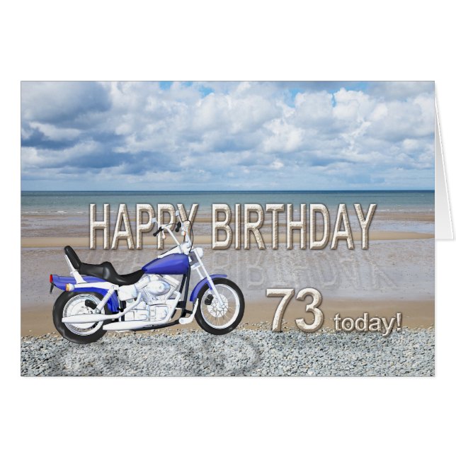 Carte 73e anniversaire avec moto (Devant horizontal)