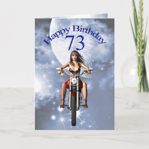 Carte 73e anniversaire avec une fille de motards