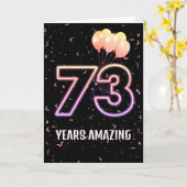 Carte 73e anniversaire Ballons et Confetti (Fleur jaune)