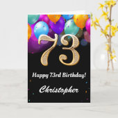 Carte 73e anniversaire Ballons noirs et dorés (Fleur jaune)