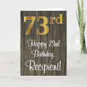 Carte 73e anniversaire : Elégant Faux Gold Look #, Faux (Devant)