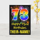 Carte 73e anniversaire : Fun Fireworks Motif + Rainbow 7 (Fleur jaune)