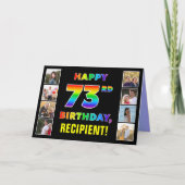 Carte 73e anniversaire : Rainbow Text, Custom Photos & N (Devant)